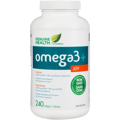 Genuine Health Omega 3+ Joy huile de poisson , 2000 mg EPA, 100 mg DHA Genuine Health Omega 3+ Joy huile de poisson , 2000 mg EPA, 100 mg DHA