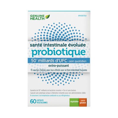 Genuine Health Advanced Gut Health probiotiques, 50 milliards CFU, 15 diverses souches Genuine Health Advanced Gut Health probiotiques, 50 milliards CFU, 15 diverses souches