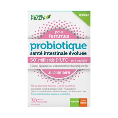 Genuine Health Advanced Gut Health Daily probiotiques Pour Femmes, 50 milliards CFU, 15 diverses souches Genuine Health Advanced Gut Health Daily probiotiques Pour Femmes, 50 milliards CFU, 15 diverses souches