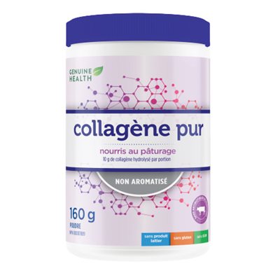 Genuine Health Clean Collagen, poudre de collagéne bovin hydrolysé non aromatisé, nourri à l'herbe. Genuine Health Clean Collagen, poudre de collagéne bovin hydrolysé non aromatisé, nourri à l'herbe.