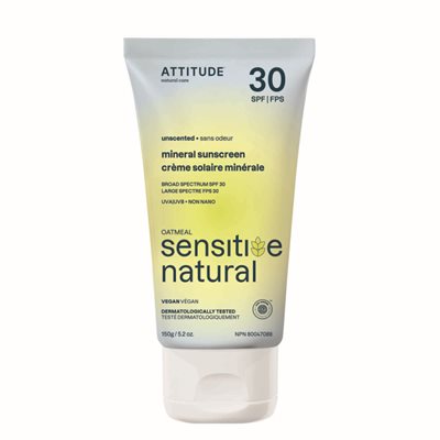 Attitude Creme Solaire Minerale Ss Fragrance Peau Sensible 150G