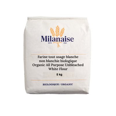 Milanaise Farine Tout Usage Blanche Non Blanchie Biologique 5 kg Milanaise Farine Tout Usage Blanche Non Blanchie Biologique 5 kg