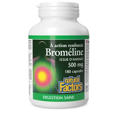 Natural Factors Bromelain Extra Strength Pineapple Source 500 Mg 180 Capsules
