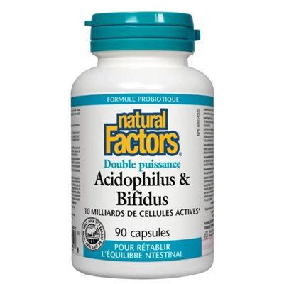 Natural Factors Acidophilus+Bifidus Doub Puissance 90Caps