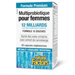 Natural Factors Multiprobiotique Pour Femmes Avec Cranrich  12 Milliards Cultures Probiotiques Vivantes  60 Capsules Végétariennes