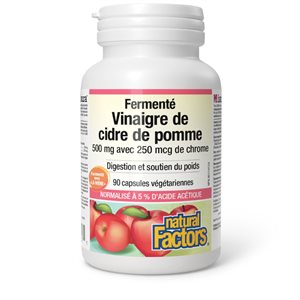 Natural Factors Fermented Apple Cider Vinegar with Chromium 500 mg / 250 mcg 90 Vegetarian Capsules