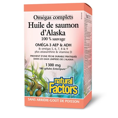 Natural Factors Complete Omega 100% Wild Alaskan Salmon Oil 1300 Mg 180 Enteripure® Softgels Natural Factors Complete Omega 100% Wild Alaskan Salmon Oil 1300 Mg 180 Enteripure® Softgels