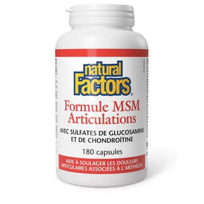Natural Factors Formule MSM Articulations avec sulfate de glucosamine et de chondroïtine 180 capsules Natural Factors Formule MSM Articulations avec sulfate de glucosamine et de chondroïtine 180 capsules