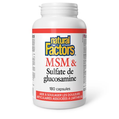 Natural Factors MSM & Glucosamine Sulfate 500 mg / 375 mg 180 Capsules Natural Factors MSM & Glucosamine Sulfate 500 mg / 375 mg 180 Capsules