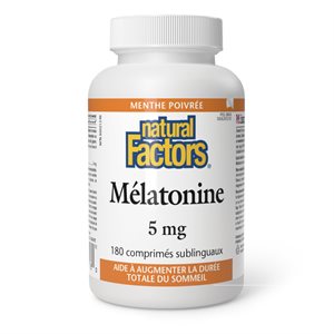 Natural Factors Mélatonine 5 Mg 180 Comprimés Sublinguaux Menthe Poivrée