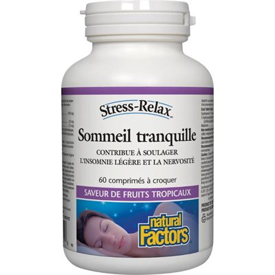 Natural Factors Tranquil Sleep 120 Chewable Tablets Tropical Fruit Flavour