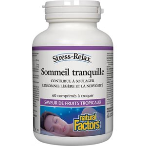 Natural Factors Tranquil Sleep 120 Chewable Tablets Tropical Fruit Flavour