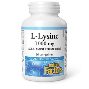 Natural Factors L-Lysine Acide aminé sous forme libre 1 000 mg 60 comprimés