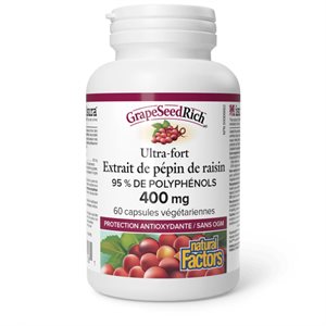 Natural Factors GrapeSeedRich® Extrait de pépin de raisin ultra-fort 400 mg 60 capsules végétariennes