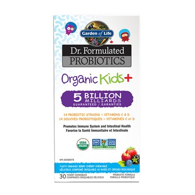 Garden Of Life Dr. Formulated - Probiotiques Organic Kids+ pour enfants - Comprimés croquables - Baies et cerises - ¸à réfrigérer Garden Of Life Dr. Formulated - Probiotiques Organic Kids+ pour enfants - Comprimés croquables - Baies et cerises - ¸à réfrigérer