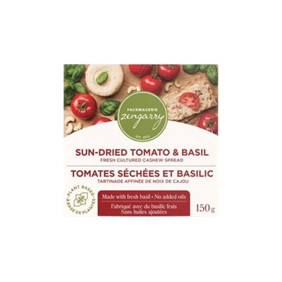 Fauxmagerie Zengarry Tartinade de Noix de Cajou de Culture Fraiche Tomates Séchées et Basilic 150 g Fauxmagerie Zengarry Tartinade de Noix de Cajou de Culture Fraiche Tomates Séchées et Basilic 150 g