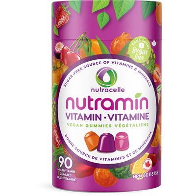 Nutracelle Nutramin Gommes véganes multivitaminées pour adultes 90un Nutracelle Nutramin Gommes véganes multivitaminées pour adultes 90un