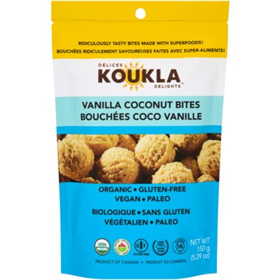 Délices Koukla Bouchées Coco Vanille 150 g Délices Koukla Bouchées Coco Vanille 150 g