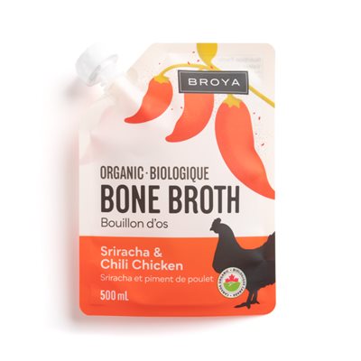 BROYA Bouillon d'os de poulet, sriracha et piment chili bio 500ML