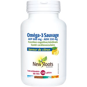 New Roots Oméga 3 Sauvage AEP 660 mg ADH 330 mg Saveur de citron 120gels