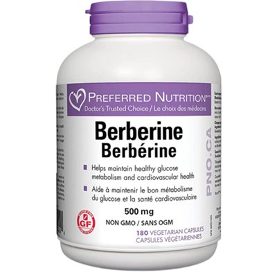 Preferred Nutrition Berbérine 500 mg 180 capsules végétariennes Preferred Nutrition Berbérine 500 mg 180 capsules végétariennes