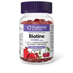 preferred nutrition, biotine 10,000mcg 45 gélifiés (cerise-grenade)