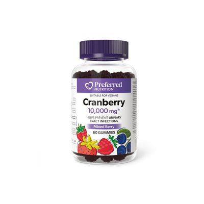 preferred nutrition Cranberry 10,000mg 60 Gummies (mixed berry)