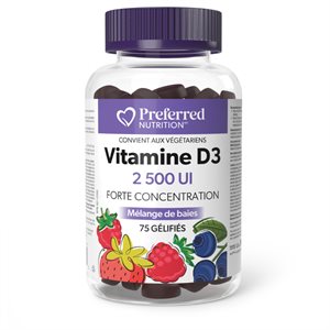 preferred nutrition Vitamine D3 2500 ui 75 gélifiés ( mélange de baies)