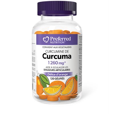 preferred nutrition Curcumine de Curcuma 1260 mg 120 gélifiés (délice d'orange) preferred nutrition Curcumine de Curcuma 1260 mg 120 gélifiés (délice d'orange)