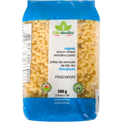 Bioitalia Organic Durum Wheat Semolina Pasta Macaroni 500 g 