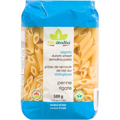 Bioitalia Pâtes de Semoule de Blé Dur Biologiques Penne Rigate 500 g Bioitalia Pâtes de Semoule de Blé Dur Biologiques Penne Rigate 500 g