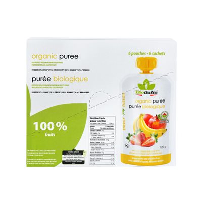 Bioitalia Purée Biologique Pomme, Fraise et Banane 120 g Bioitalia Purée Biologique Pomme, Fraise et Banane 120 g