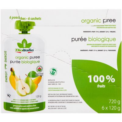 Bioitalia Purée Biologique Poire et Banane 6 Sachets x 120 g (720 g) Bioitalia Purée Biologique Poire et Banane 6 Sachets x 120 g (720 g)