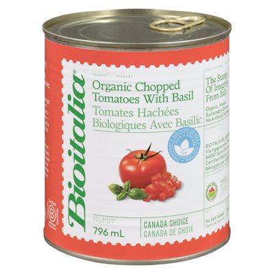 Bioitalia Organic Chopped Tomatoes with tomato Juice and Basil 796 ml