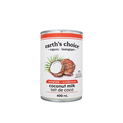 Earth's Choice Lait de Coco Supérieur Biologique 400 ml Earth's Choice Lait de Coco Supérieur Biologique 400 ml