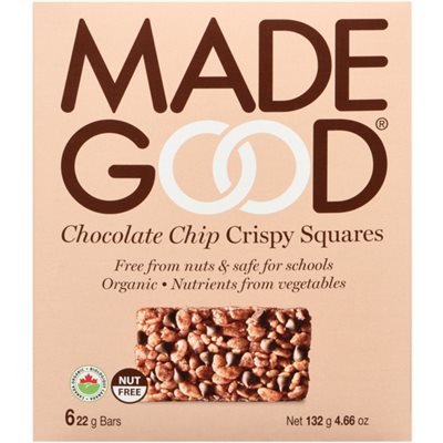 Made Good Organic Crispy Squares Chocolate Chip 6 Bars x 22 g (132 g) 