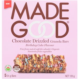 Made Good Organic Chocolate Drizzled Granola Bars Birthday Cake Flavour 5 Bars x 24 g (120 g) 
