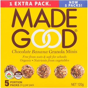 Made Good Bouchées Granola Chocolat Banane 5 Emballages d'Une Portion x 24 g (120 g) bio