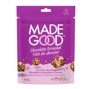 Made Good Organic Birthday Cake Flavour Chocolate Drizzled Crunchy Oat Bites 100G