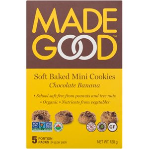 Made Good Mini-Biscuits Moelleux Chocolat Banane 5 Emballages d'une Portion x 24 g (120 g) bio