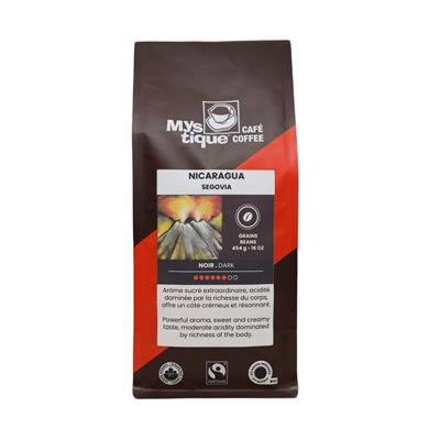 Café Mystique café bio Nicaragua Segovia Noir Grains 454g Café Mystique café bio Nicaragua Segovia Noir Grains 454g
