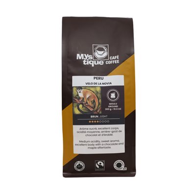 Café Mystique Mi-Brun Peru Mouture Filtre bio 300g Café Mystique Mi-Brun Peru Mouture Filtre bio 300g