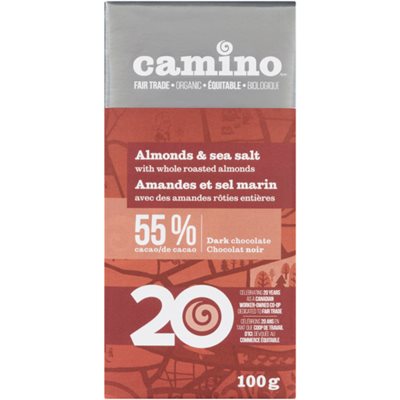 Camino Chocolat Noir Amandes et Sel Marin 100 g Camino Chocolat Noir Amandes et Sel Marin 100 g