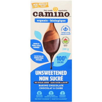 Camino Chocolat à Cuire Non Sucré Biologique 200 g Camino Chocolat à Cuire Non Sucré Biologique 200 g