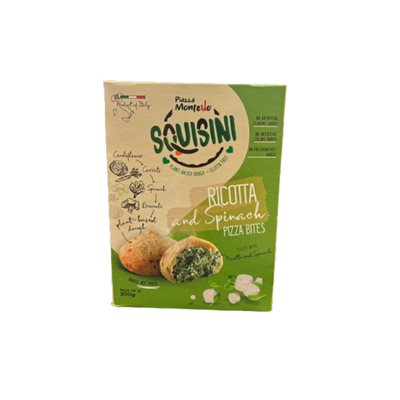 Piazza Montello BOUCHÉES DE PIZZA RICOTTA ET ÉPINARDS 10 BOUCHÉES, 200g Piazza Montello BOUCHÉES DE PIZZA RICOTTA ET ÉPINARDS 10 BOUCHÉES, 200g