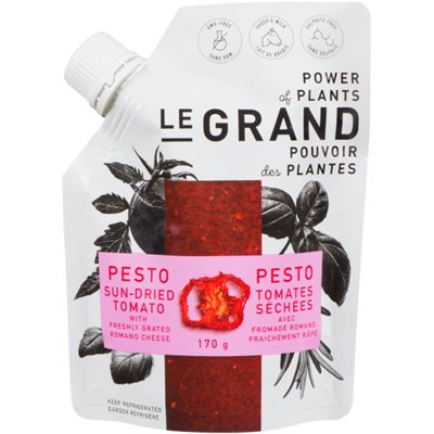 Le Grand Pesto Tomates Séchées avec Fromage Romano Fraichement Râpé 170 g Le Grand Pesto Tomates Séchées avec Fromage Romano Fraichement Râpé 170 g