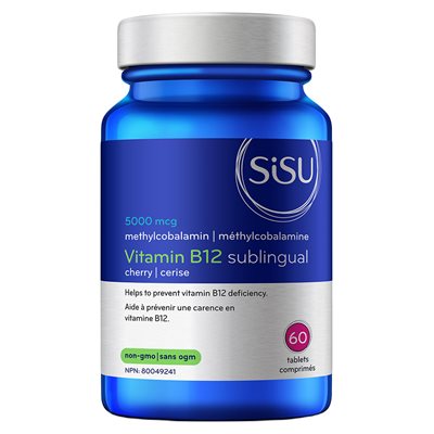 Sisu B12 5000 mcg - méthylcobalamine sublinguale, cerise 60un Sisu B12 5000 mcg - méthylcobalamine sublinguale, cerise 60un
