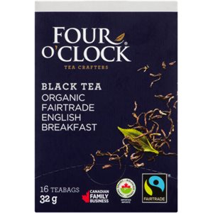 Four O'Clock Black Tea Organic Fairtrade English Breakfast 16 Teabags 32 g 32g