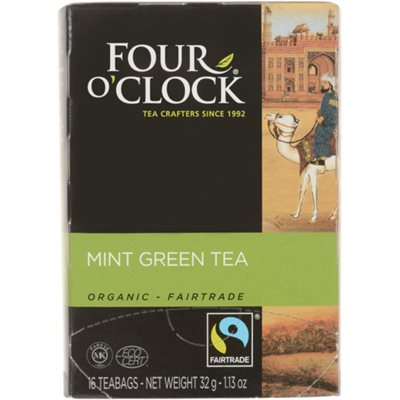 Four O'Clock Thé Vert à la Menthe Biologique équitable 16 Sachets 32 g Four O'Clock Thé Vert à la Menthe Biologique équitable 16 Sachets 32 g