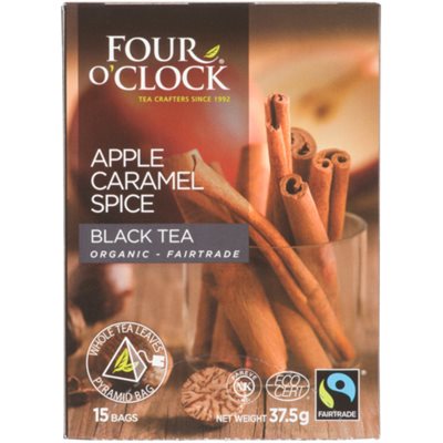 Four O'Clock Pomme Caramel épicé Thé Noir Biologique équitable 15 Sachets 37.5 g Four O'Clock Pomme Caramel épicé Thé Noir Biologique équitable 15 Sachets 37.5 g
